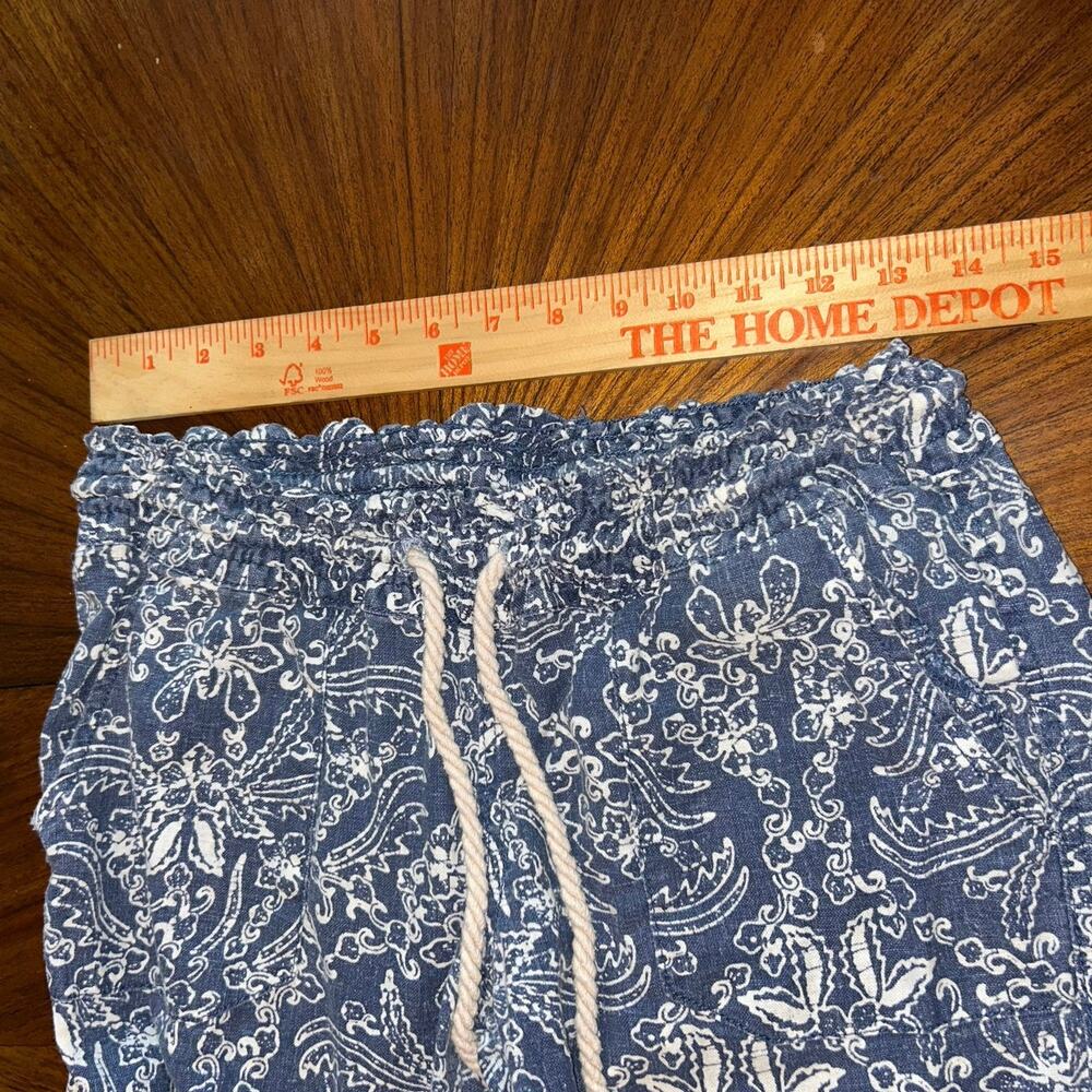 Roxy Women's Large Linen Blend Pants Blue beach flair Elastic Waist Boho - Picture 7 of 10